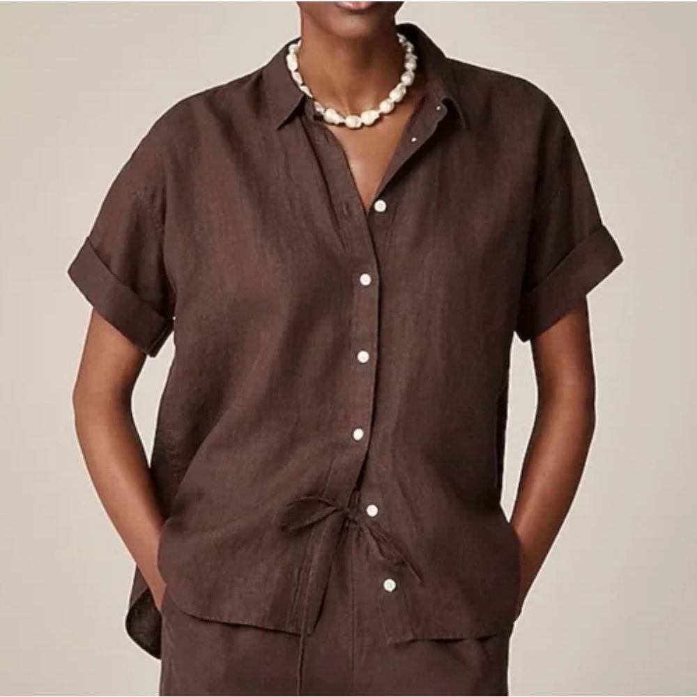 Baird mcnutt Irish linen for j crew capitaine shirt brown medium oversized